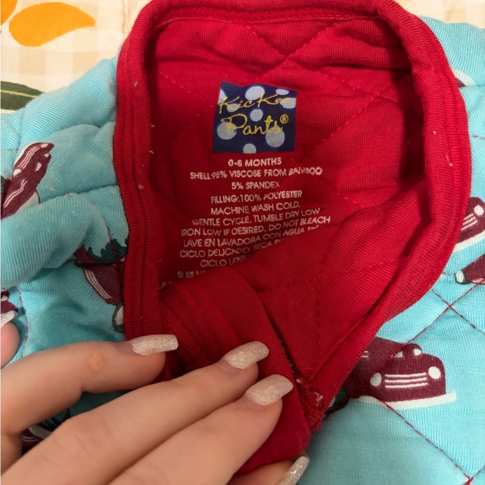 Kickee Pants Red and Blue Baby Blanket with Car Design